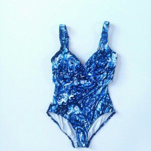 Badgley Mischka casbah pleated maillot one piece